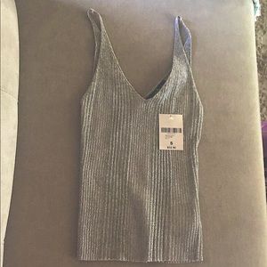 Forever 21 Gray ribbed sparkly tank size S NWT